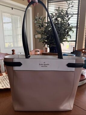 kate spade Two-Tone Blush Pink, White & Black Leather Tote